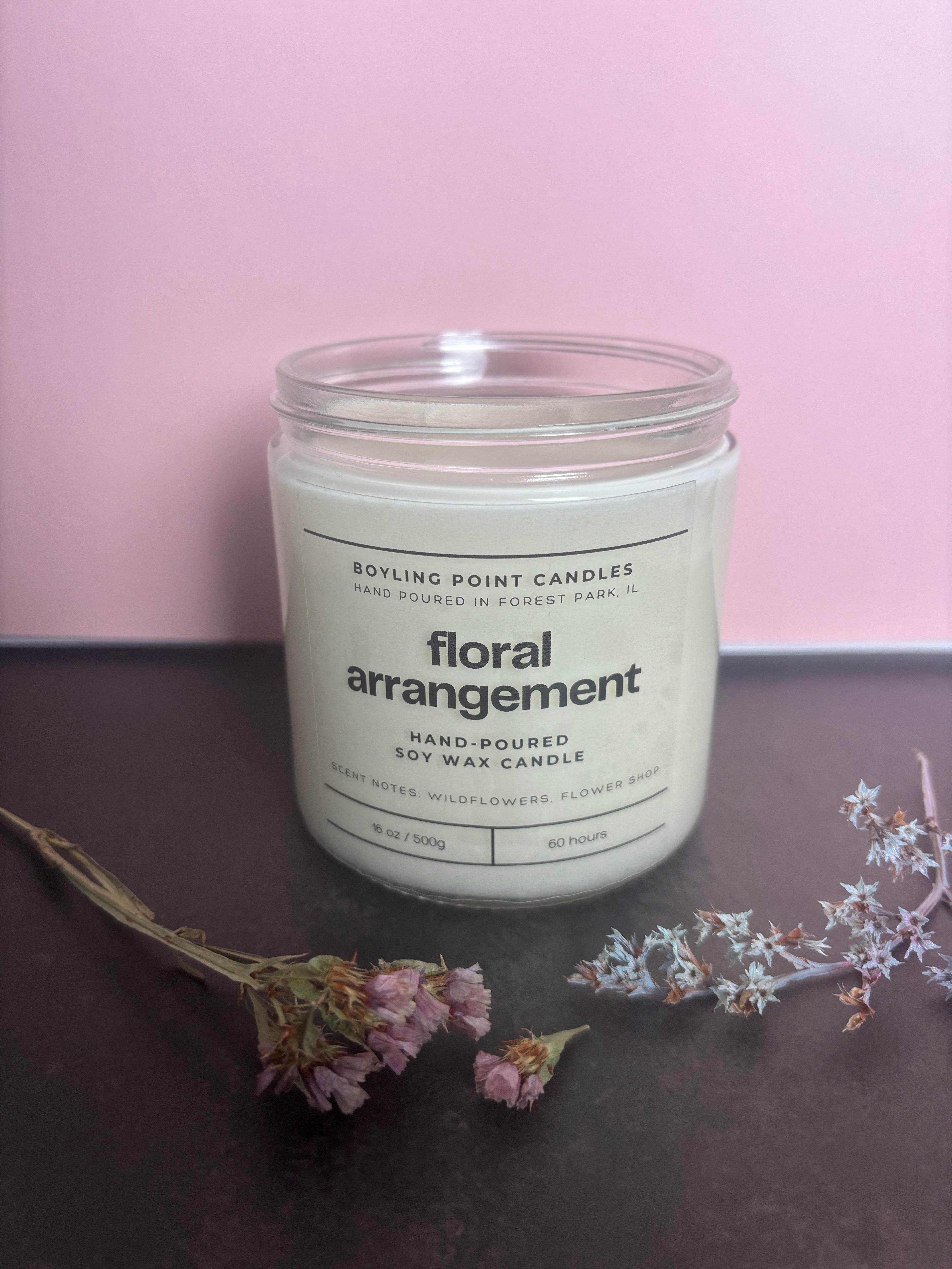 Floral Arrangement - 100% Soy Wax Candle - 16 Oz