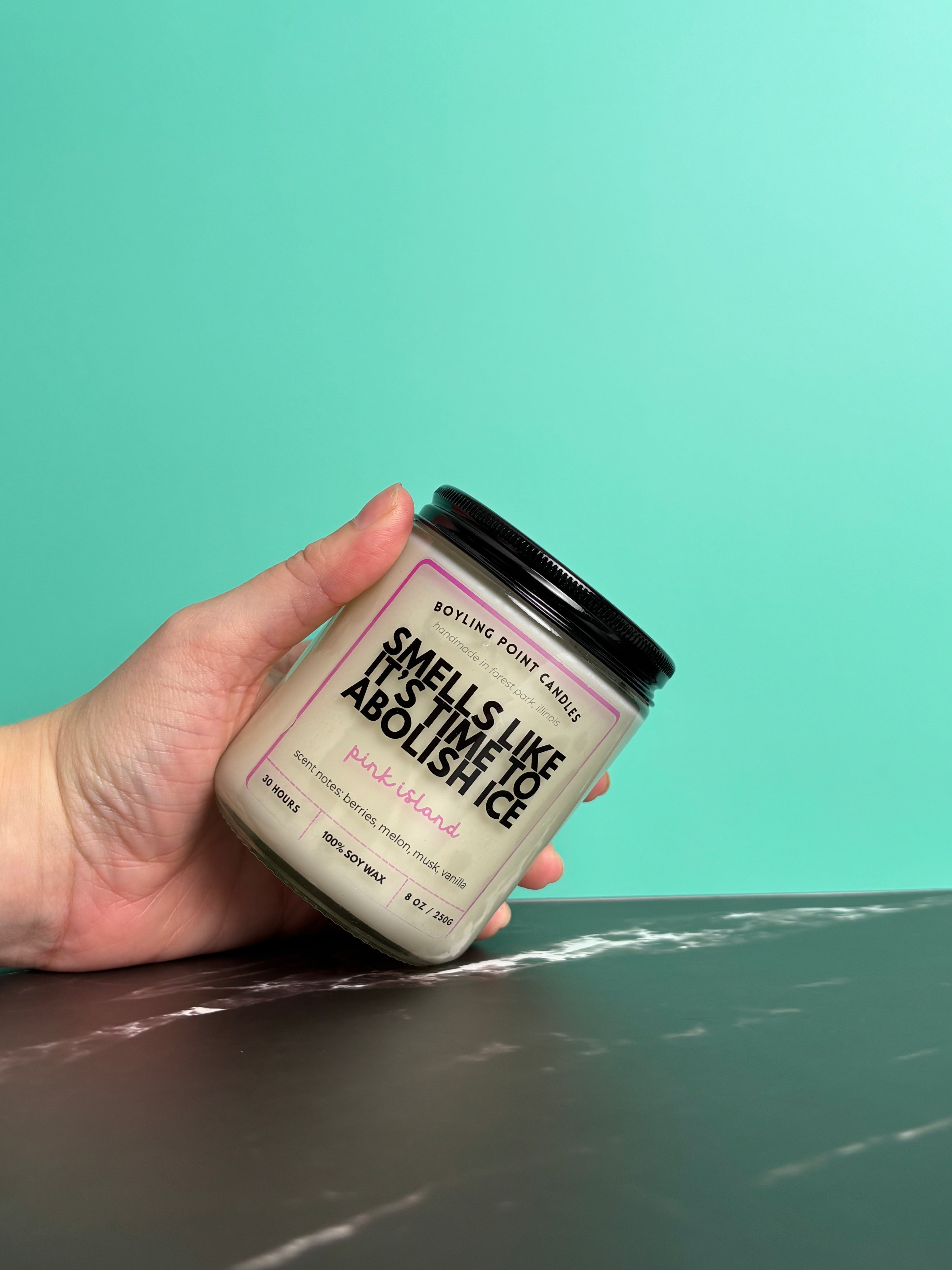 Abolish ICE Pink Island - 100% Soy Wax Candle - 8 oz