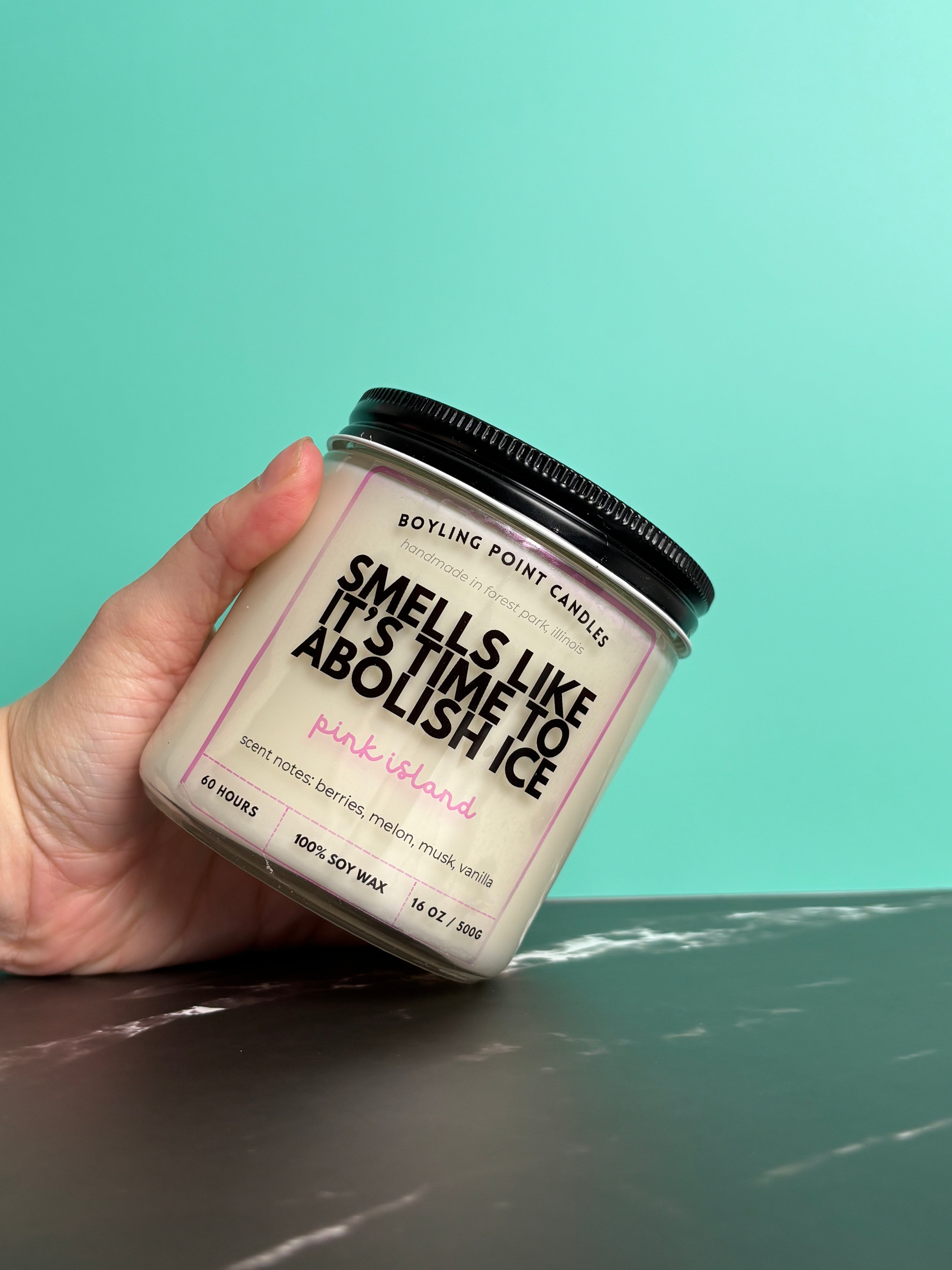 Abolish ICE Pink Island - 100% Soy Wax Candle - 16 oz