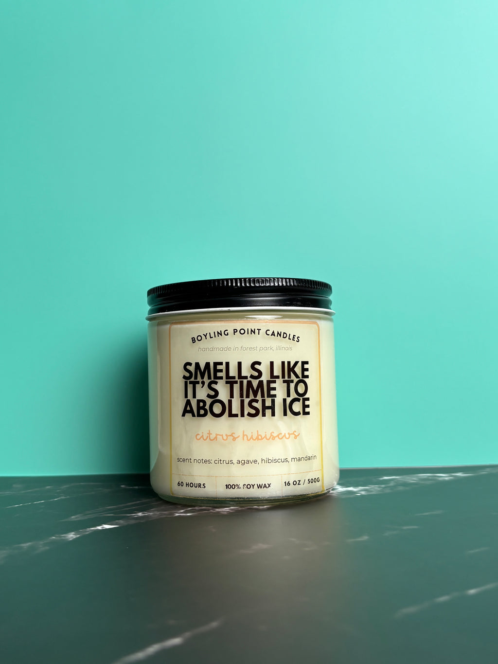 Abolish ICE - 100% Soy Wax Candle - Citrus Hibiscus 16 oz